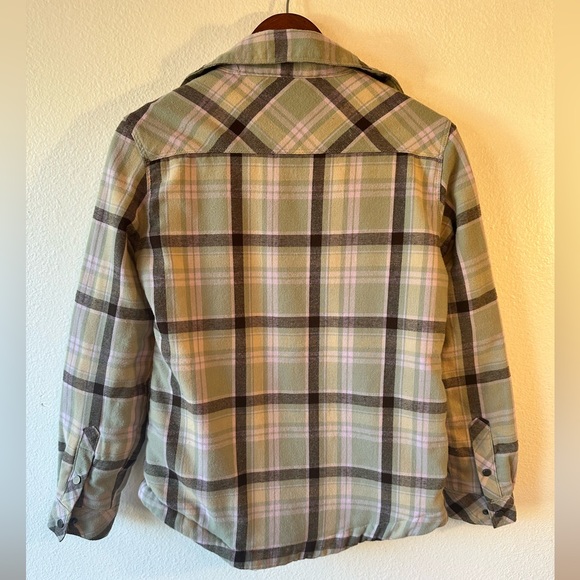 Swiss Alps Green Brown Pink Snap Flannel With Soft Padded Lining Size Small - Picture 2 of 4